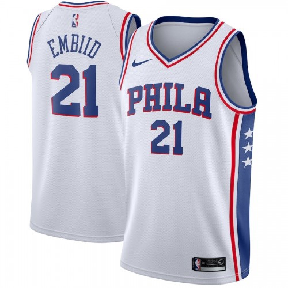 Men's Philadelphia 76ers Joel Embiid #21 White Swingman Jersey - Association Edition-Pro Kit Vault | Brand New 26/27 Sports Jerseys